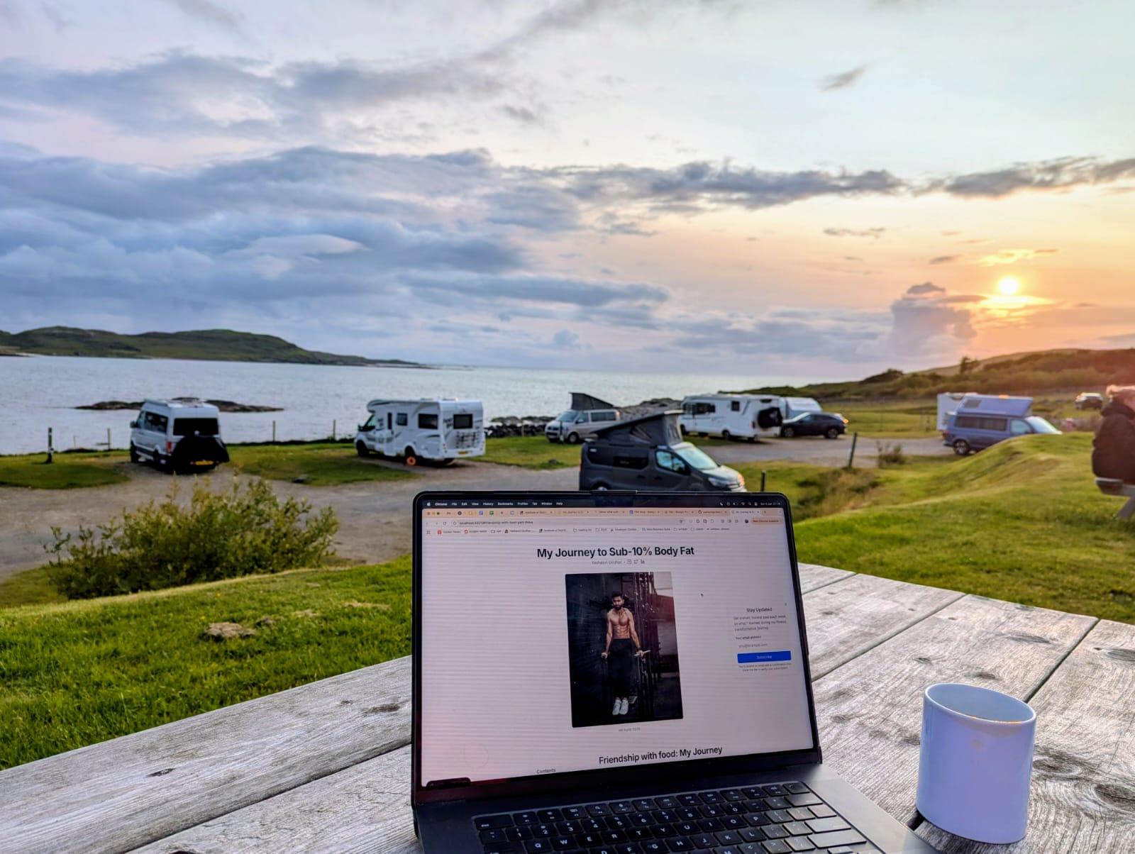 Sea-facing campsite in the Scottish Highlands
